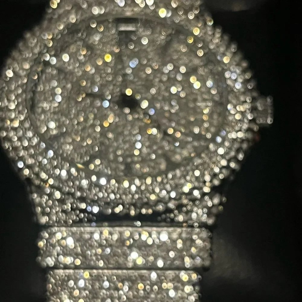 VVS Bustdown Simulated Diamond Stainless Steel Iced Out Watch Luxury HipHop
